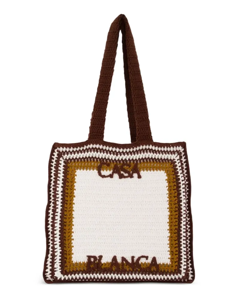 Casablanca Paris crochet-knit cotton tote bag - Braun Braun
