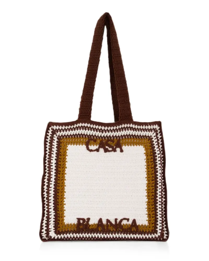 Casablanca Paris crochet-knit cotton tote bag - Braun Braun