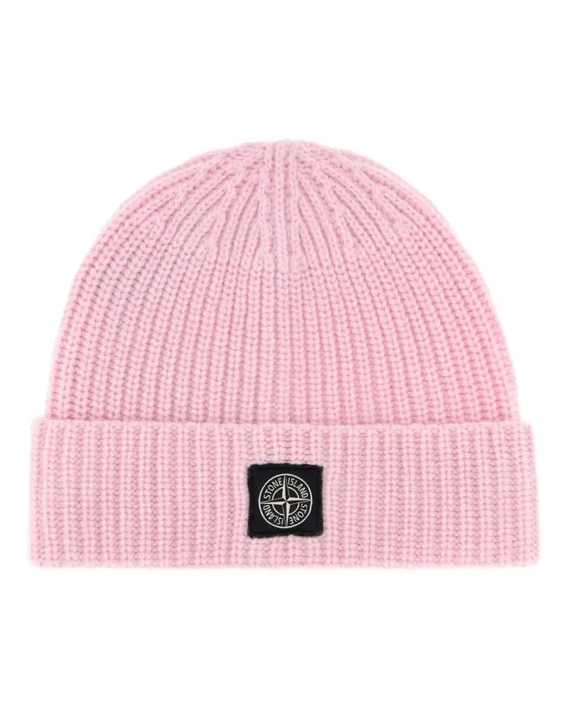 Stone Island ribbed logo beanie - Rosa Rosa