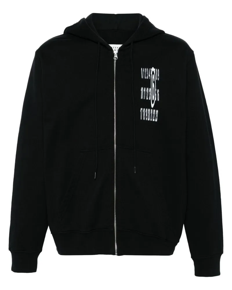 Maison Margiela Hoodie mit Nummern-Print Schwarz