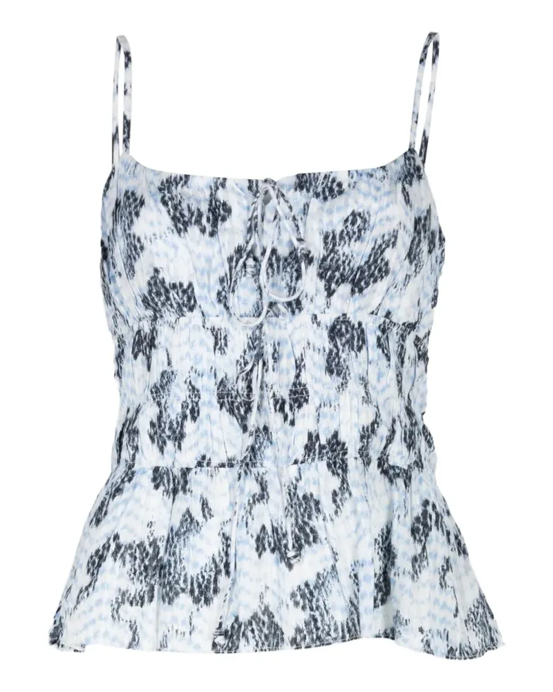 Ulla Johnson Anya Oberteil mit abstraktem Print und Schößchen - Weiß Weiß