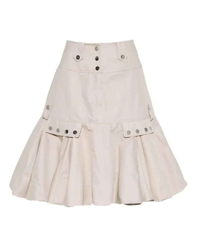 Rokh puff-hem button-embellished mini skirt - Nude Nude