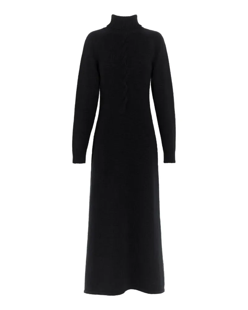 Barrie Rollkragenkleid mit Zopfmuster - Schwarz Schwarz
