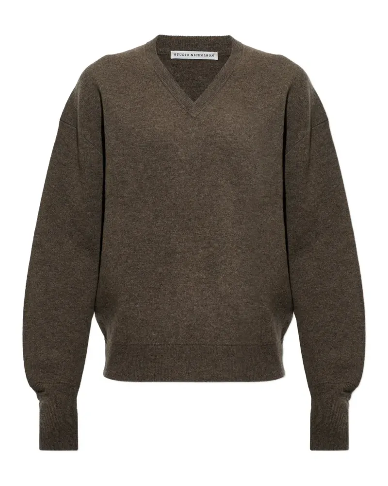 Studio Nicholson Loch Pullover mit V-Ausschnitt - Braun Braun
