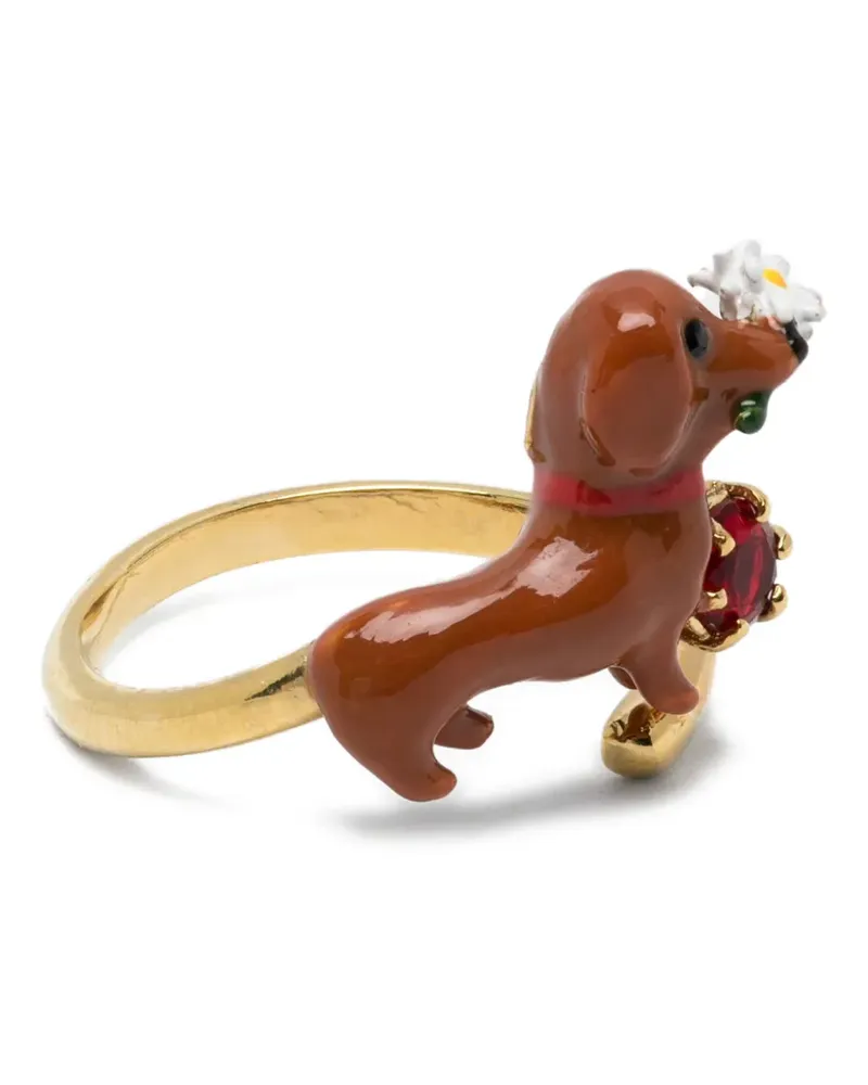 Les Néréides dog-embellished ring - Gold Gold