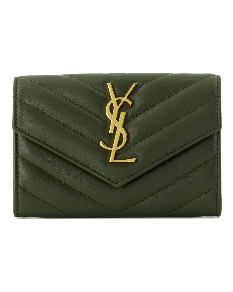 Saint Laurent Kleines Cassandre Portemonnaie mit Kettenriemen - Grün Grün