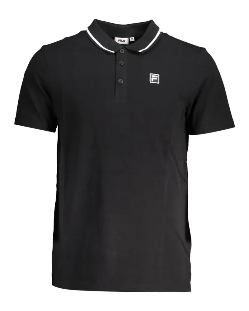 Fila logo-patch tipped polo shirt - Schwarz Schwarz