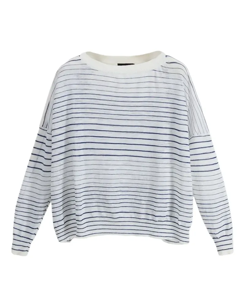 Roberto Collina Gestreiftes Langarmshirt - Weiß Weiß
