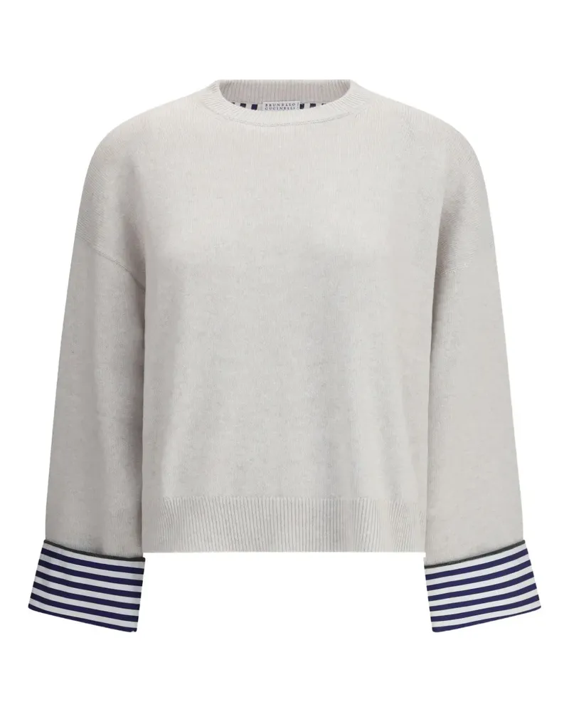 Brunello Cucinelli Oberteil mit gestreiften Bündchen - Nude Nude