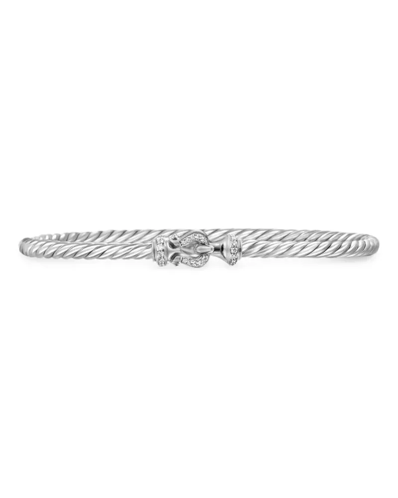 David Yurman Buckle Classic Cable Armband aus Sterlingsilber mit Diamant 3mm Silber