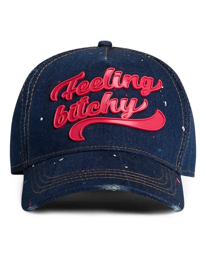 Dsquared2 paint-splatter logo-patch baseball cap - Blau Blau