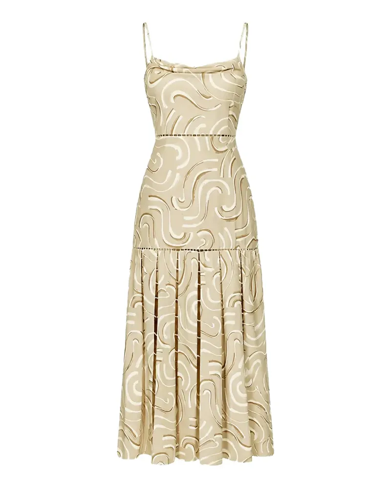 Alexis abstract-print ladder-stitch dress - Nude Nude