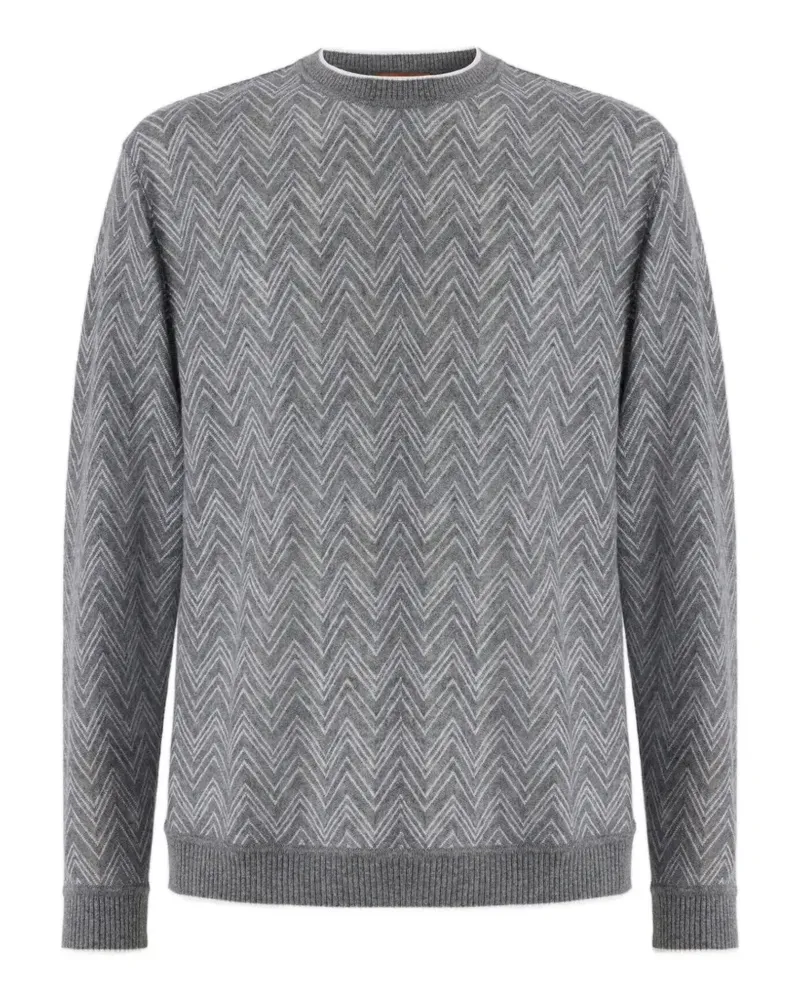 Missoni Langärmeliger Kaschmirpullover mit Zickzackmuster - Grau Grau