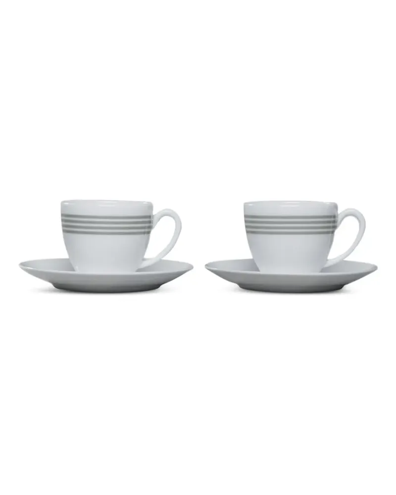 Thom Browne Kaffeetassen-Set mit 4-Streifen-Logo - Weiß Weiß