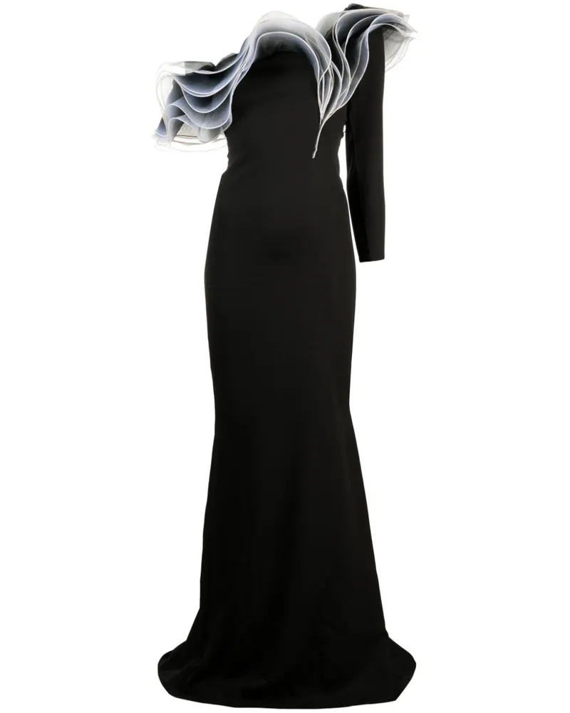 Ana Radu Asymmetrisches Abendkleid mit Raffungen - Schwarz Schwarz