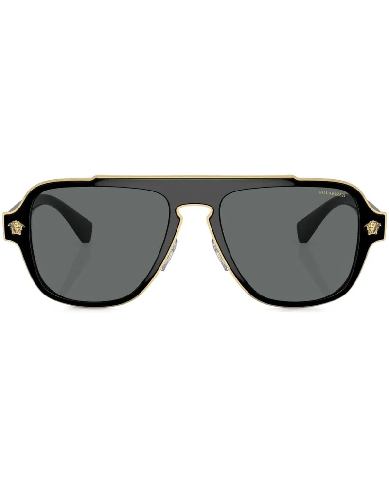Versace Pilotenbrille mit eckigen Gläsern - Schwarz Schwarz