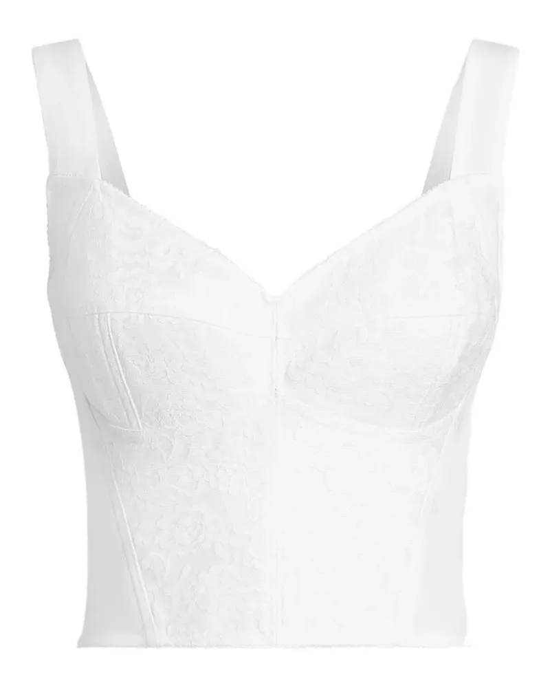 Dolce & Gabbana Spitzenoberteil mit Blumenmuster - Weiß Weiß