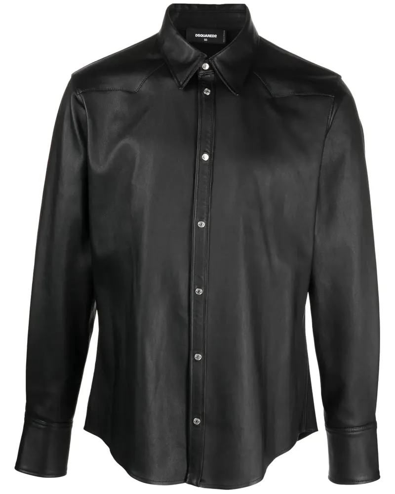 Dsquared2 Hemd aus Leder - Schwarz Schwarz