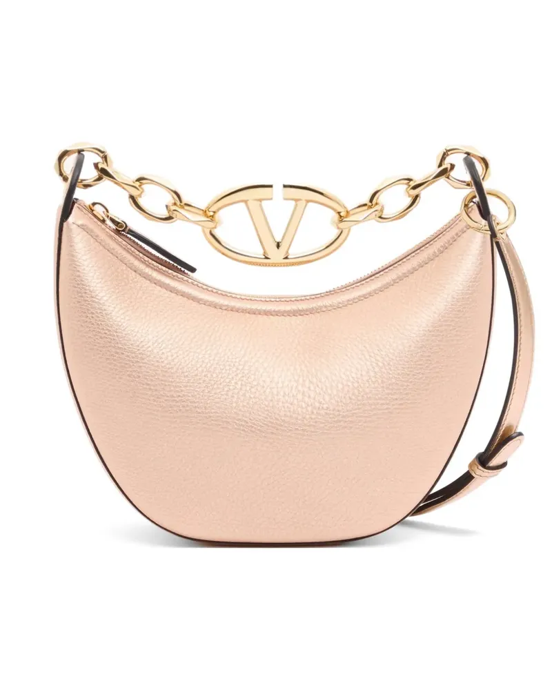 Valentino Garavani VLogo Moon Mini-Tasche aus metallischem Kalbsleder mit Kette - Rosa Rosa