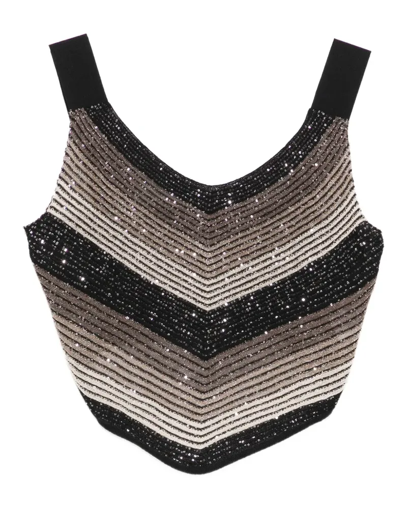 D.EXTERIOR V-neck striped top - Schwarz Schwarz