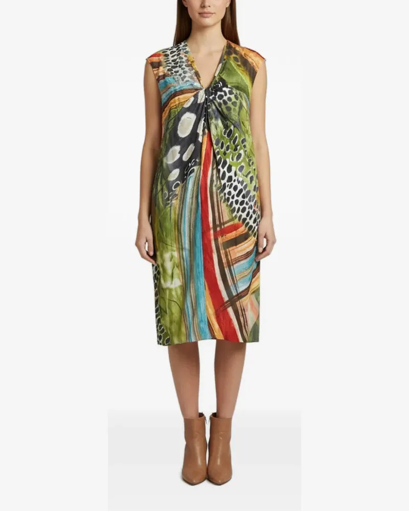 Dsquared2 Midikleid mit abstraktem Print - Grün Grün