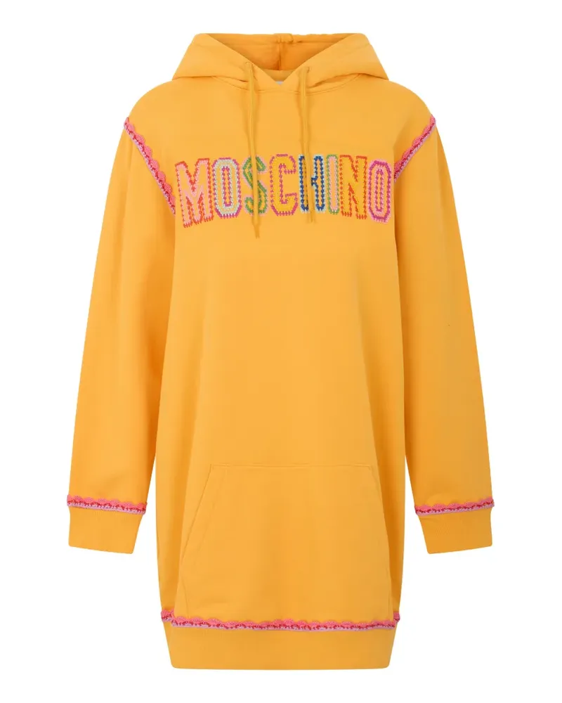 Moschino logo-embroidered hooded mini dress - Orange Orange