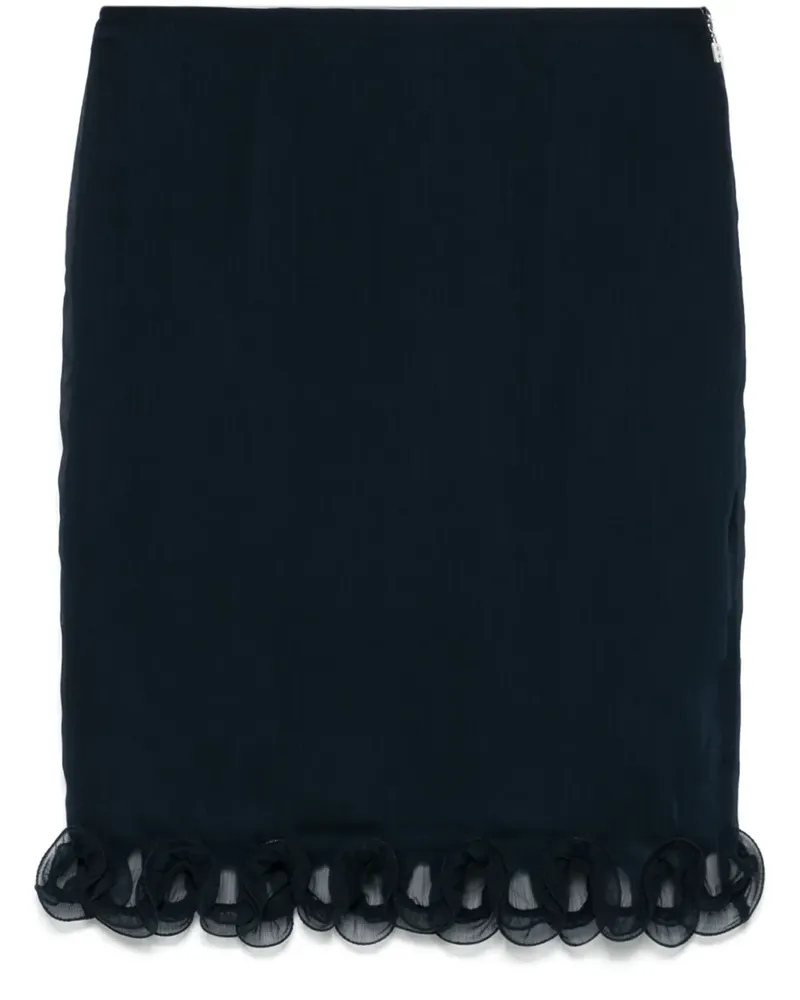 ROTATE Birger Christensen Chiffonrock mit Rüschenbesatz - Blau Blau