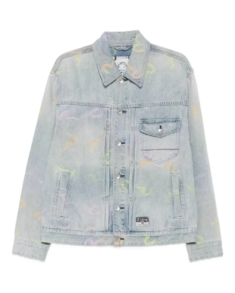Evisu Inda Seagull-print denim jacket - Blau Blau