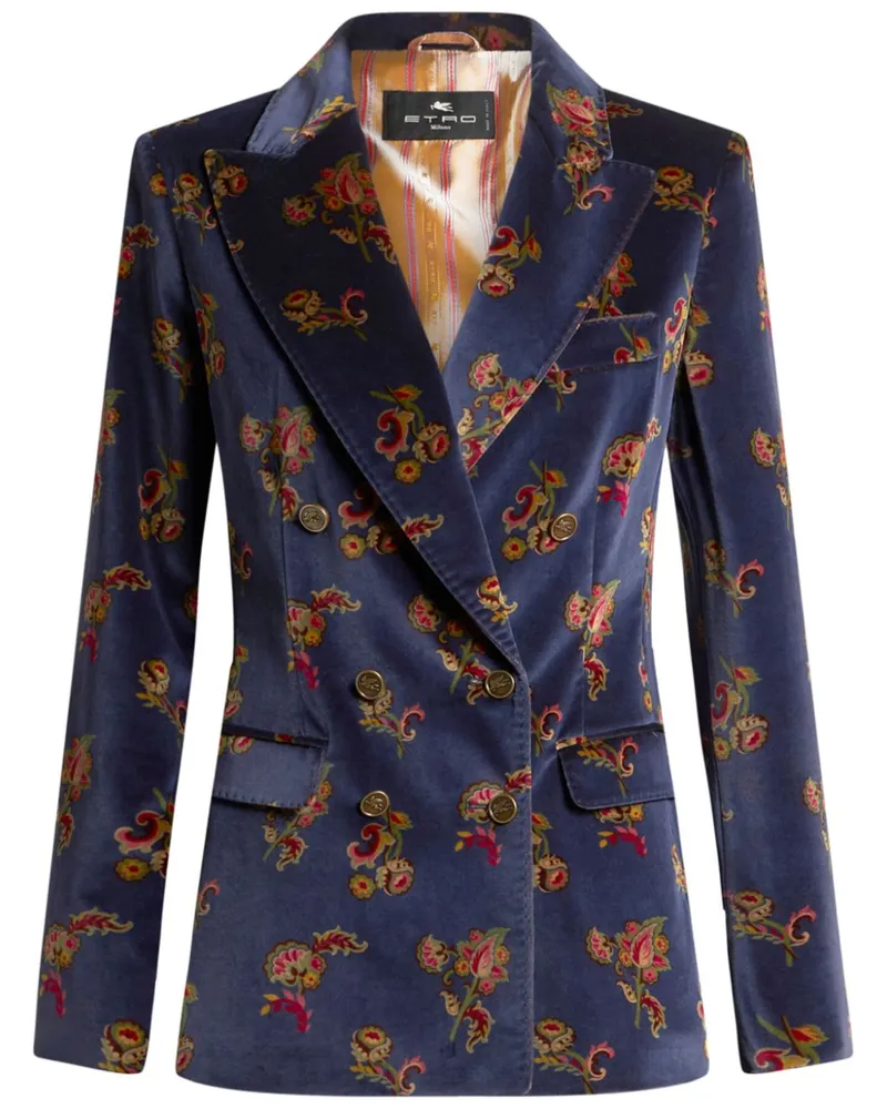 Etro Blazer aus Samt mit Blumen - Blau Blau