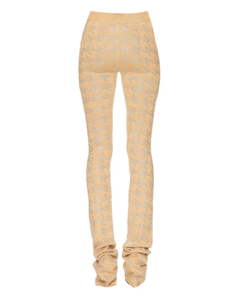Retrofête Hose mit Kristallmuster - Nude Nude