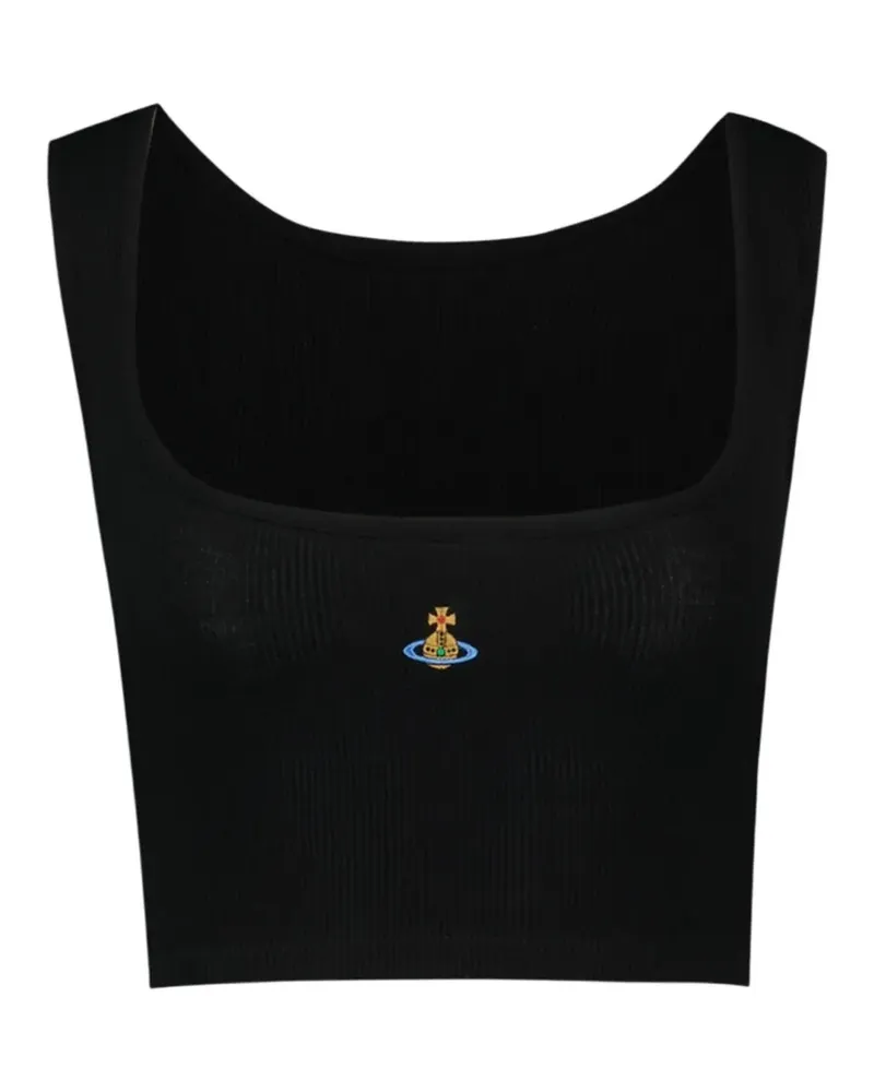 Vivienne Westwood Cropped-Oberteil mit Orb-Stickerei - Schwarz Schwarz