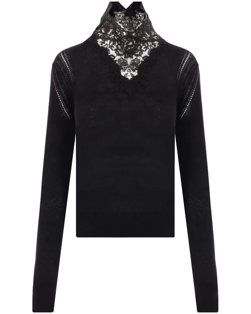 Ermanno Scervino Pullover mit Spitzeneinsatz Schwarz