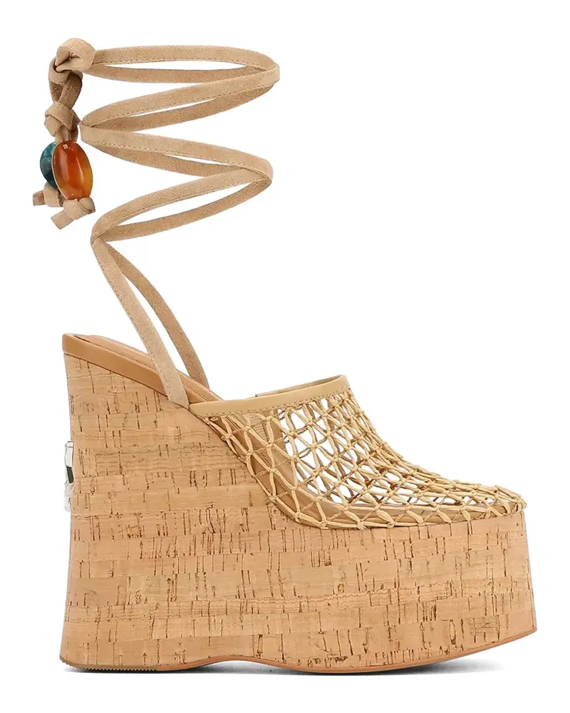 Naked Wolfe Iris mesh-panelled cork sandals - Nude Nude