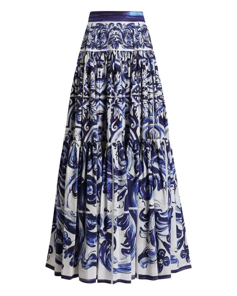 Dolce & Gabbana Gestufter Rock mit Majolica-Print - Blau Blau