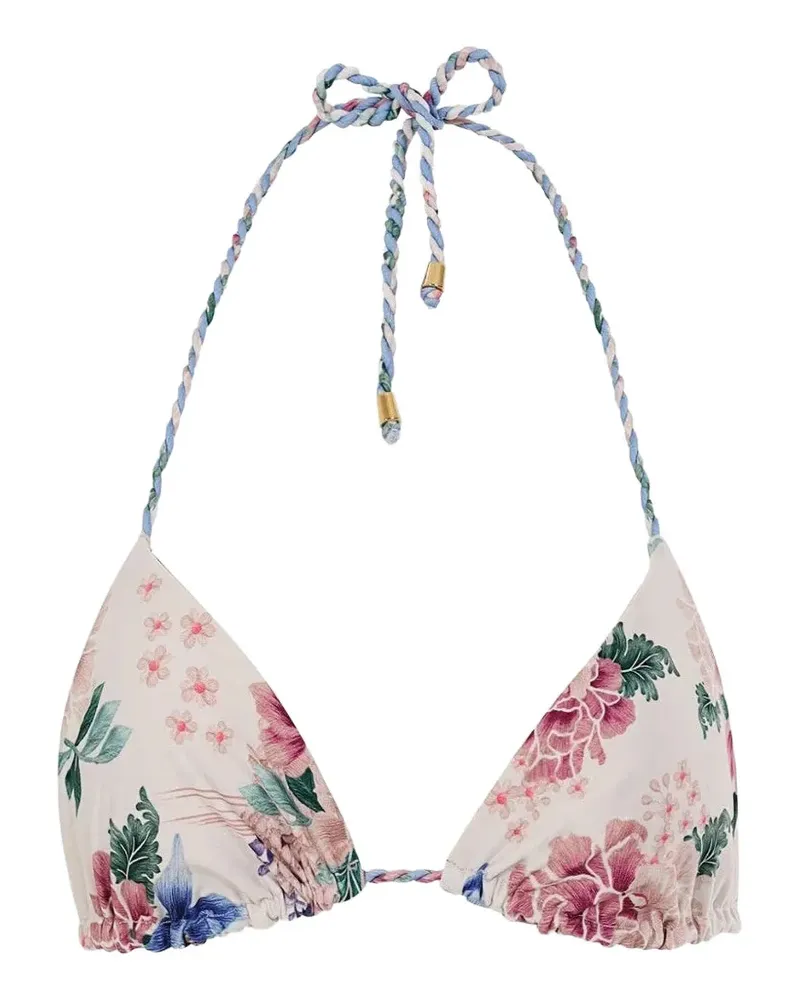 AGUA BENDITA Tammy floral-print braided-strap bikini top - Weiß Weiß