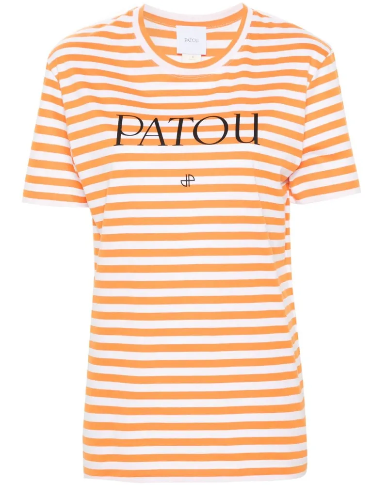 Patou Gestreiftes T-Shirt mit Logo-Print - Orange Orange