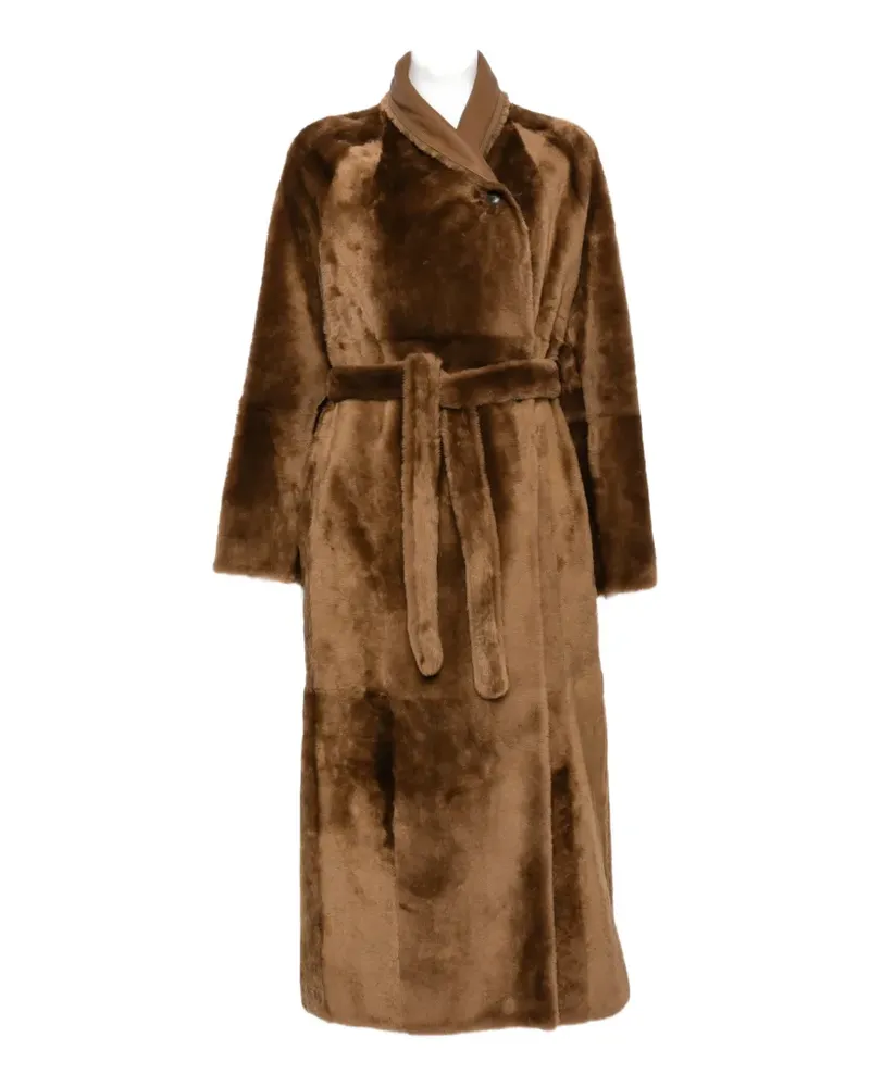 Yves Salomon belted reversible shearling coat - Braun Braun