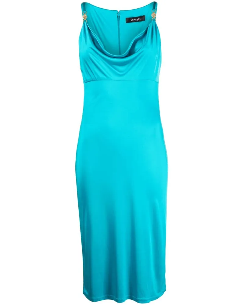 Versace Midikleid mit Logo-Schild - Blau Blau