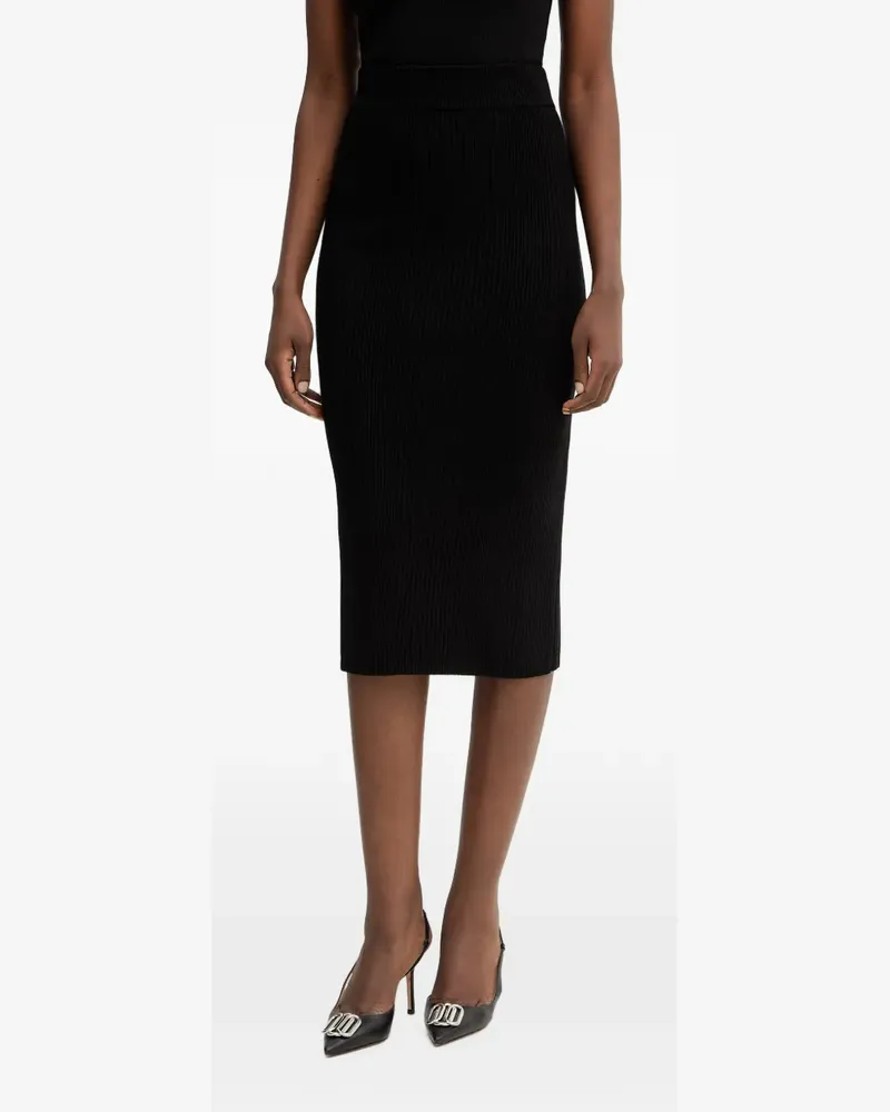 Guess Terra ribbed-knit rear-slit skirt - Schwarz Schwarz