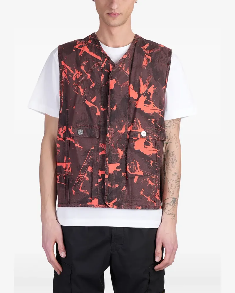 Stone Island Camouflage-Weste mit Kompass-Patch - Braun Braun