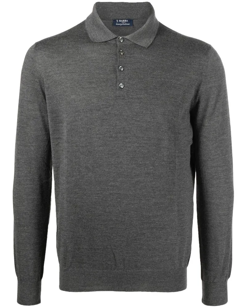 BARBA Gestricktes Poloshirt - Grau Grau