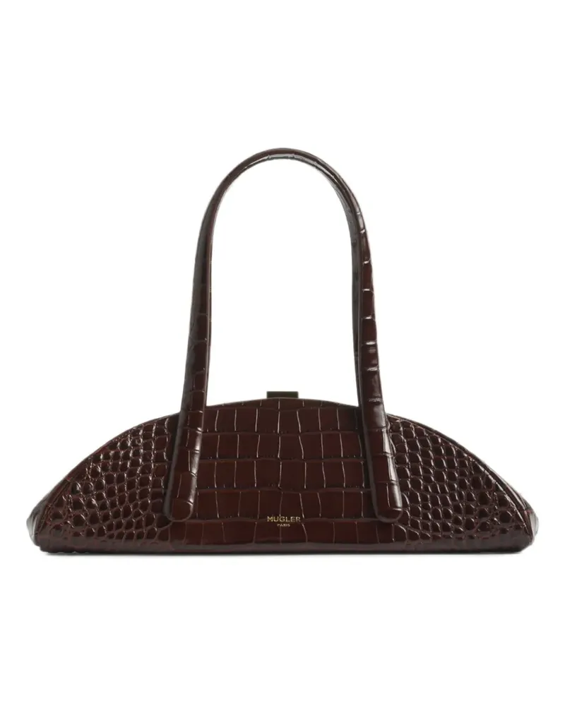 Thierry Mugler Braune Lua Tasche mit Kroko-Effekt Braun