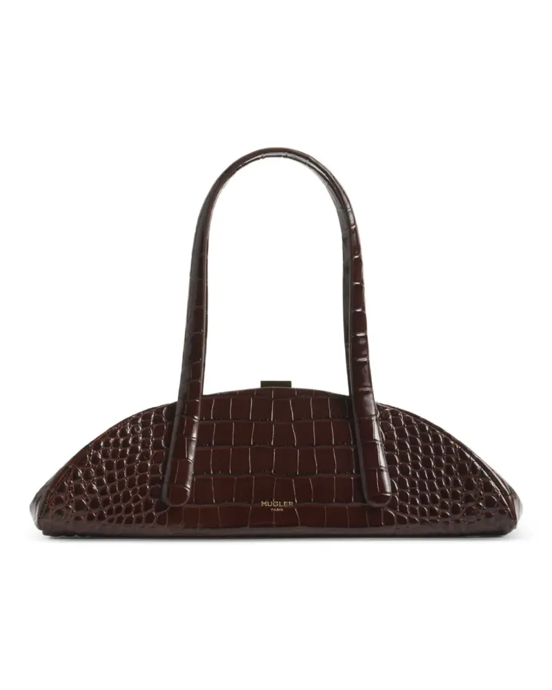 Thierry Mugler Braune Lua Tasche mit Kroko-Effekt Braun