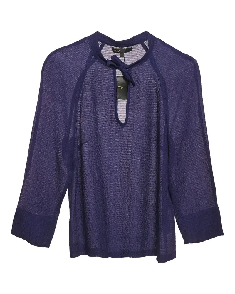 Maje Bluse mit Schleifenkragen - Blau Blau