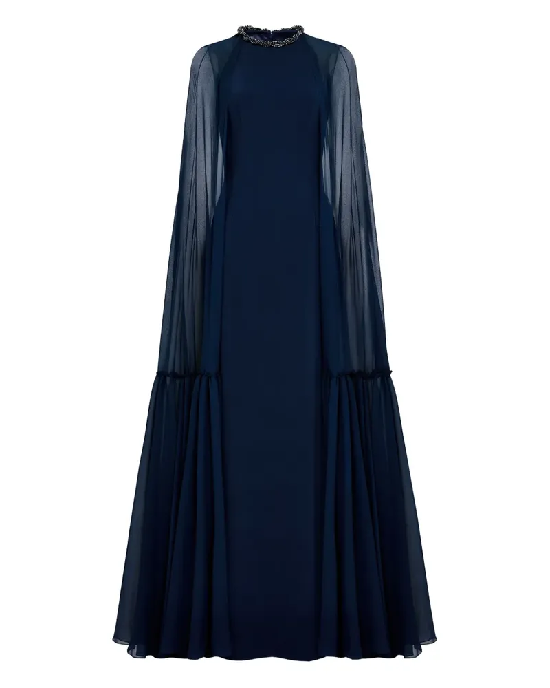 Jenny Packham Maxikleid im Cape-Design - Blau Blau