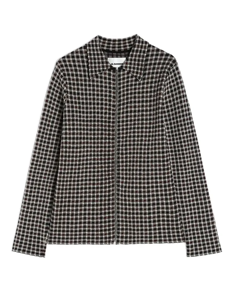 Jil Sander check-pattern zip-front shirt - Nude Nude