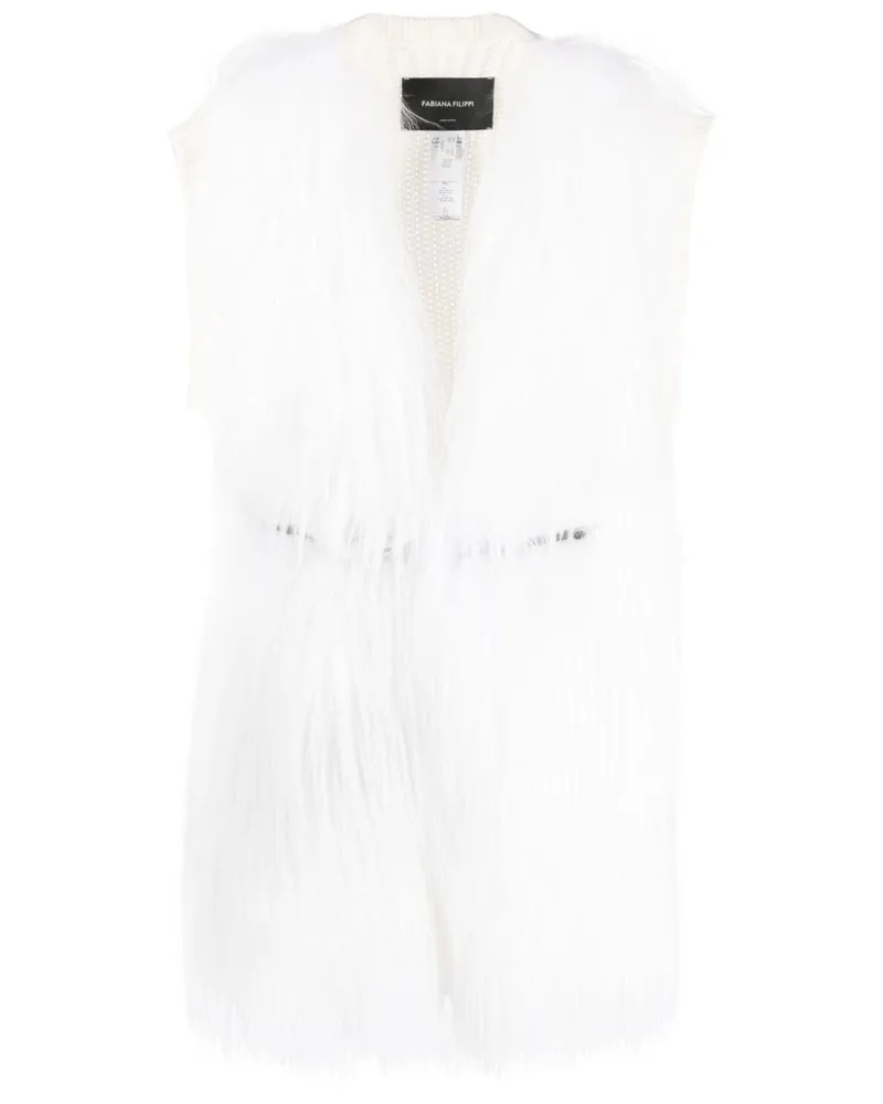Fabiana Filippi Strickmantel mit Faux Fur - Weiß Weiß