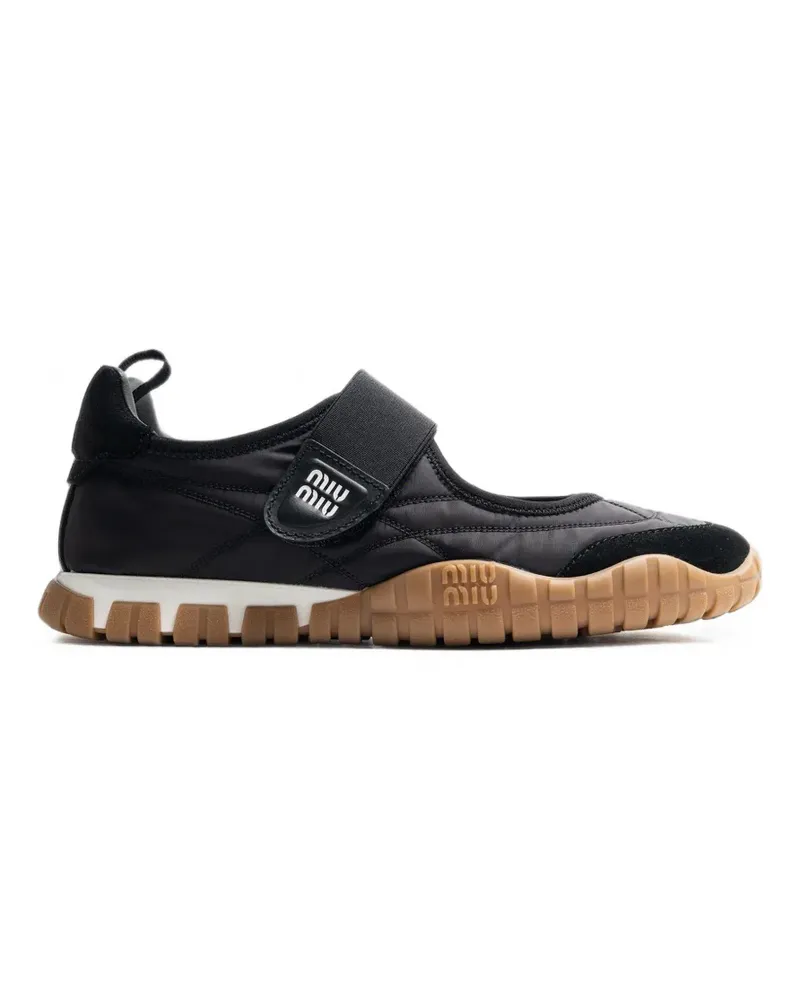 Miu Miu Tyre Ballerinas aus Funktionsstoff und Wildleder - Schwarz Schwarz