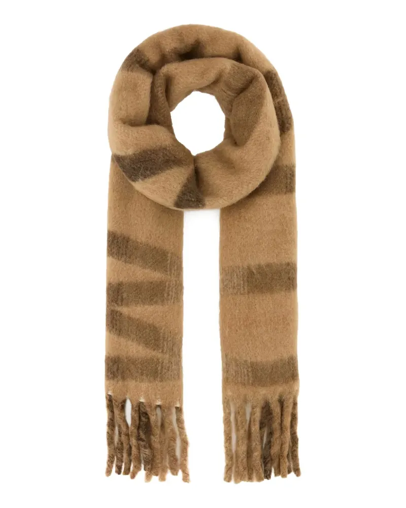 Max Mara Gemusterter Esendra Schal mit Fransen - Nude Nude