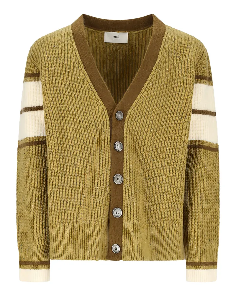 AMI Paris College-Cardigan mit V-Ausschnitt - Grün Grün